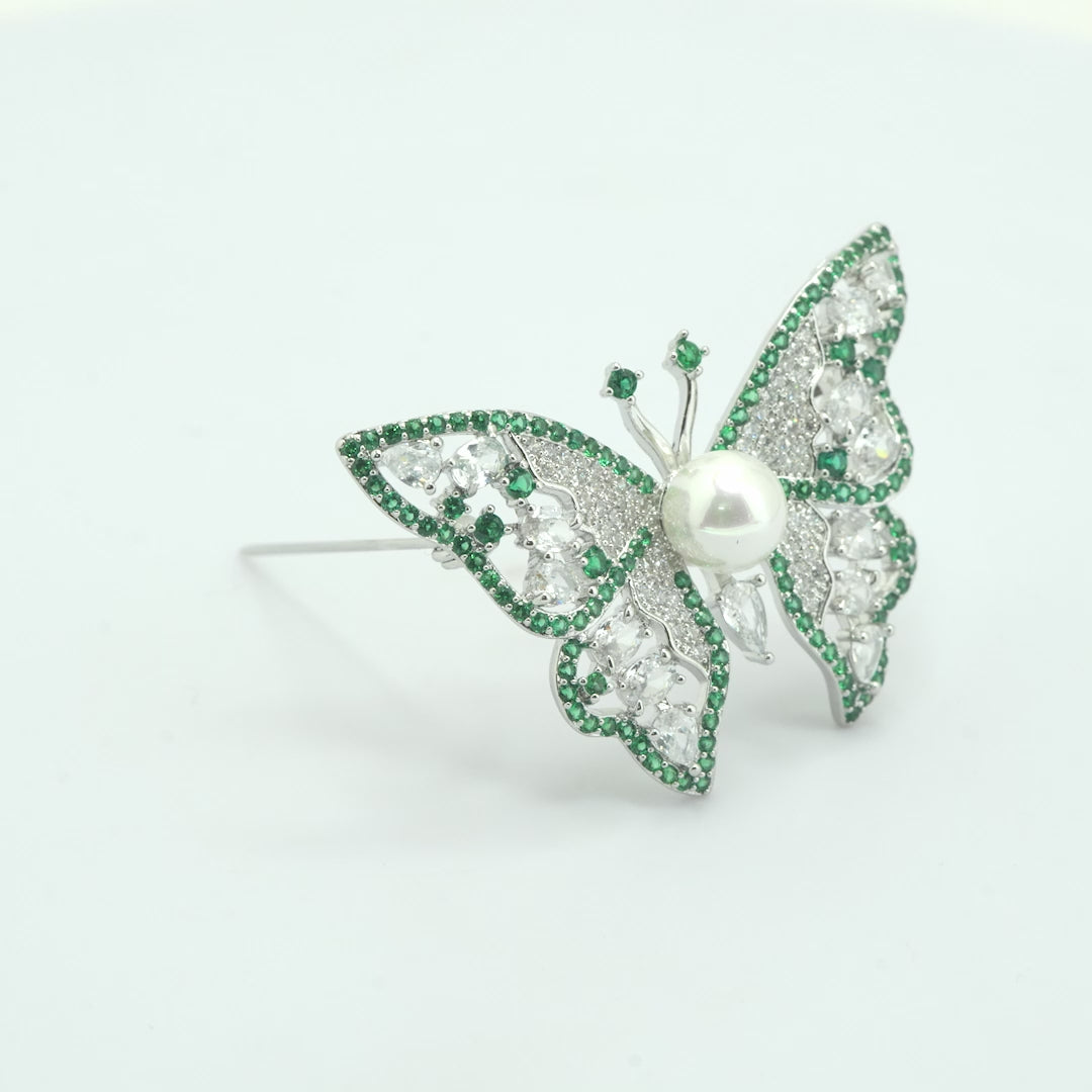 Emerald Flutter Brooch